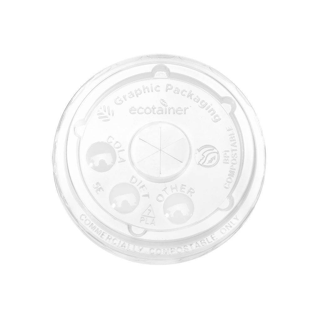 12/16/18/20/22/24 oz. ecotainer™ Flat/Clear Paper Cold Cup Lid