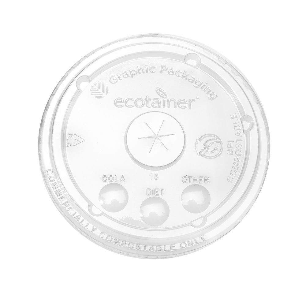 32 oz. ecotainer™ Flat/Clear Paper Cold Cup Lid