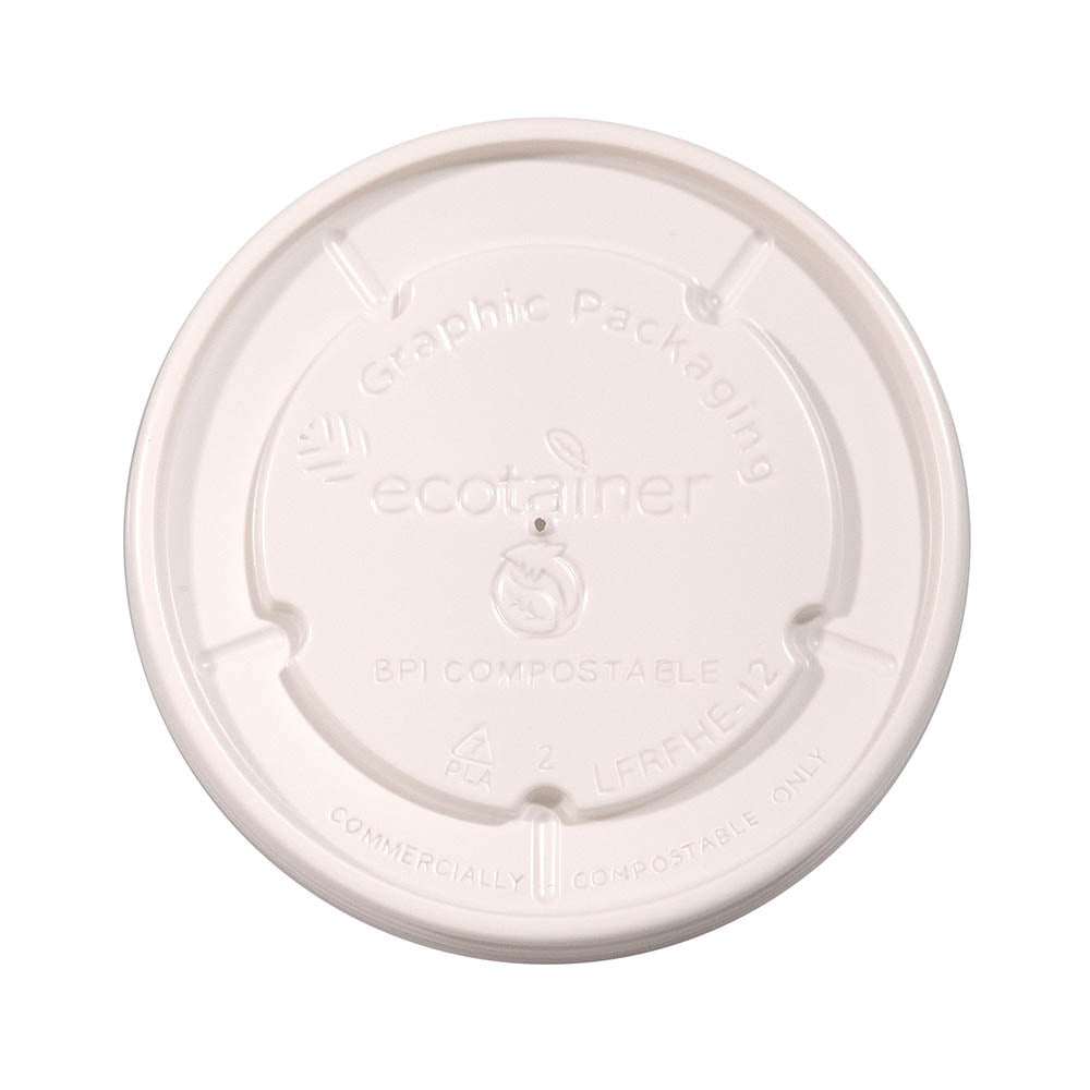 12 oz. ecotainer™ Hot/Flat/Beige Paper Food Container Lid
