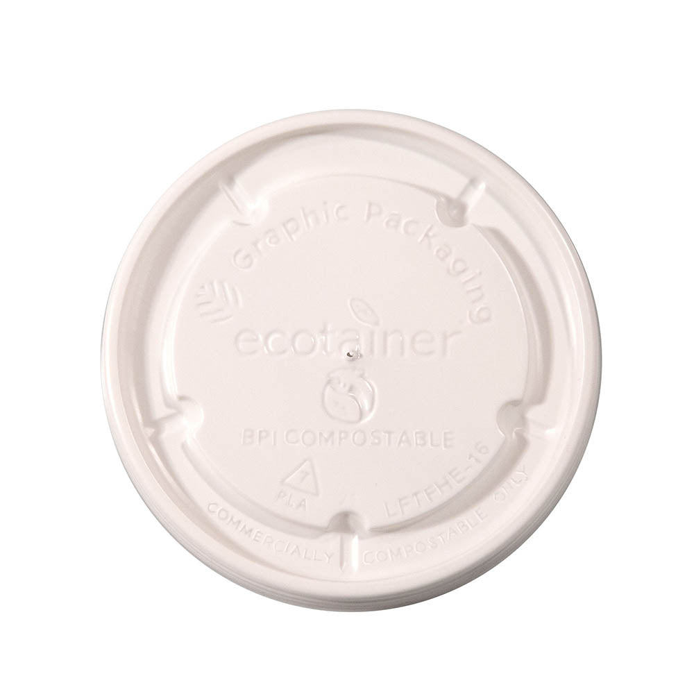 Ecotainer 6/8/10/16 oz. ecotainer™ Hot/Flat/Beige Paper Food Container Lid ...