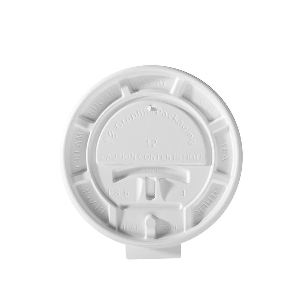 12 oz. Lock-Back/White Vending Paper Hot Cup Lid